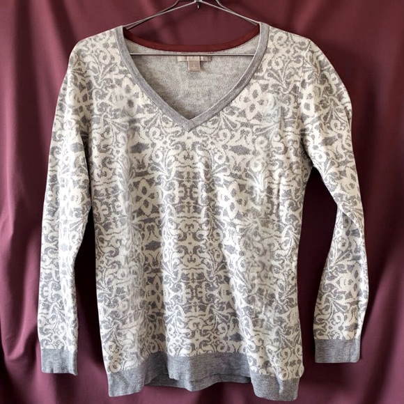 Banana Republic Sweaters - Banana Republic Patterned Cotton Sweater | 100% Cotton | Size L | White/Gray